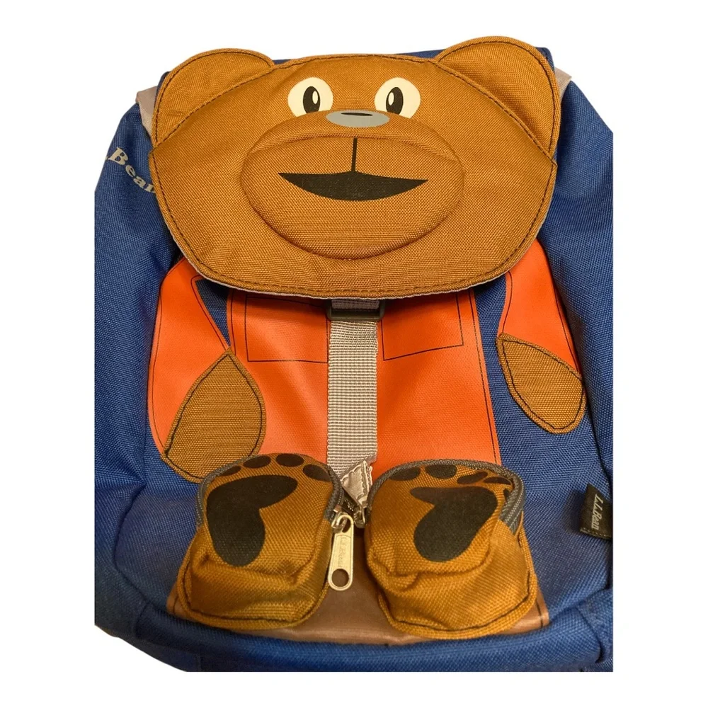 LL BEAN Kids Teddy Bear Backpack Blue Daycare Pre-School Toddler Boy Girl NWOT